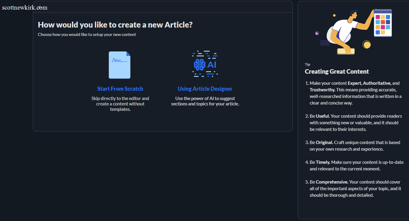 Wealthy Affiliate AI Authors content creation