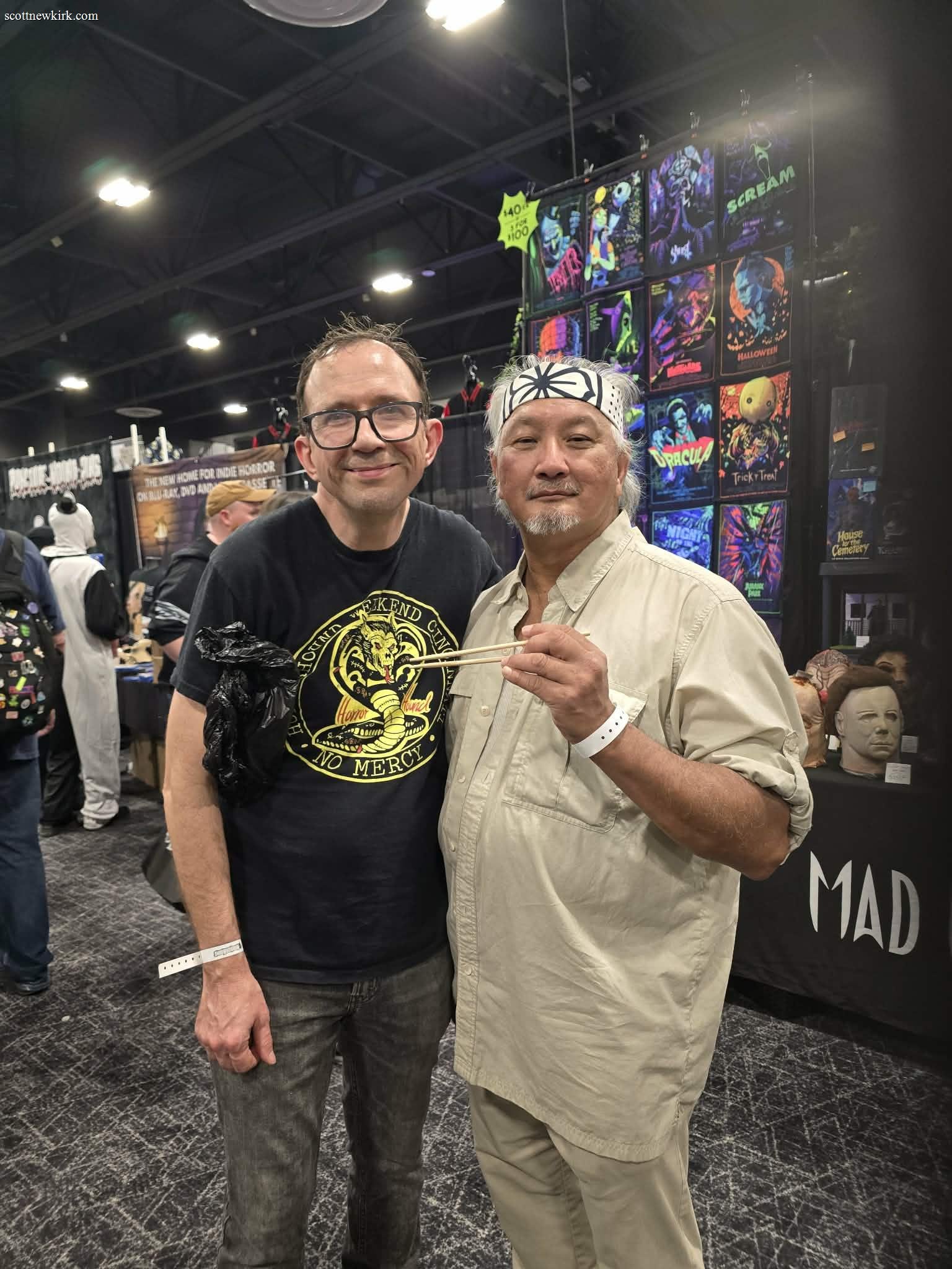 Scott at Horrorhound convention 2026 with Mr Miyagi cosplayer
