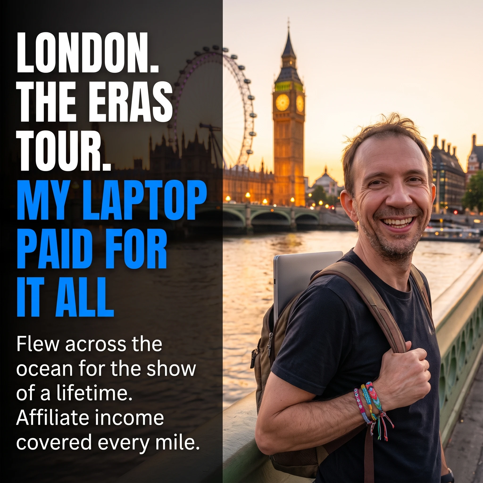London Eras Tour trip paid by affiliate marketing