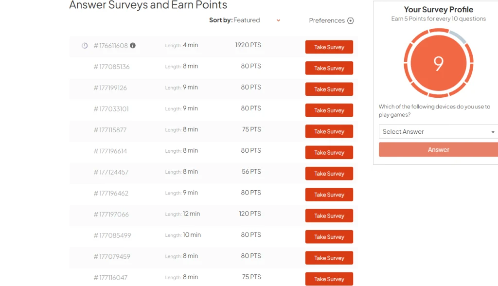 MyPoints surveys - earning points for your opinion