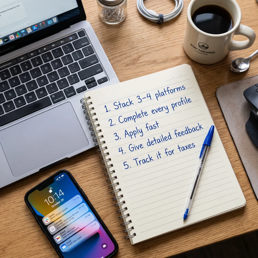 How to get paid to test products - five-step playbook written on a notepad