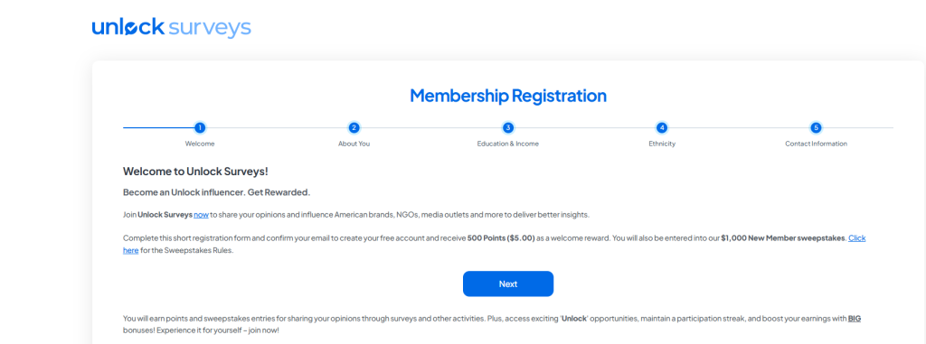 Unlock Surveys registration process - how to join