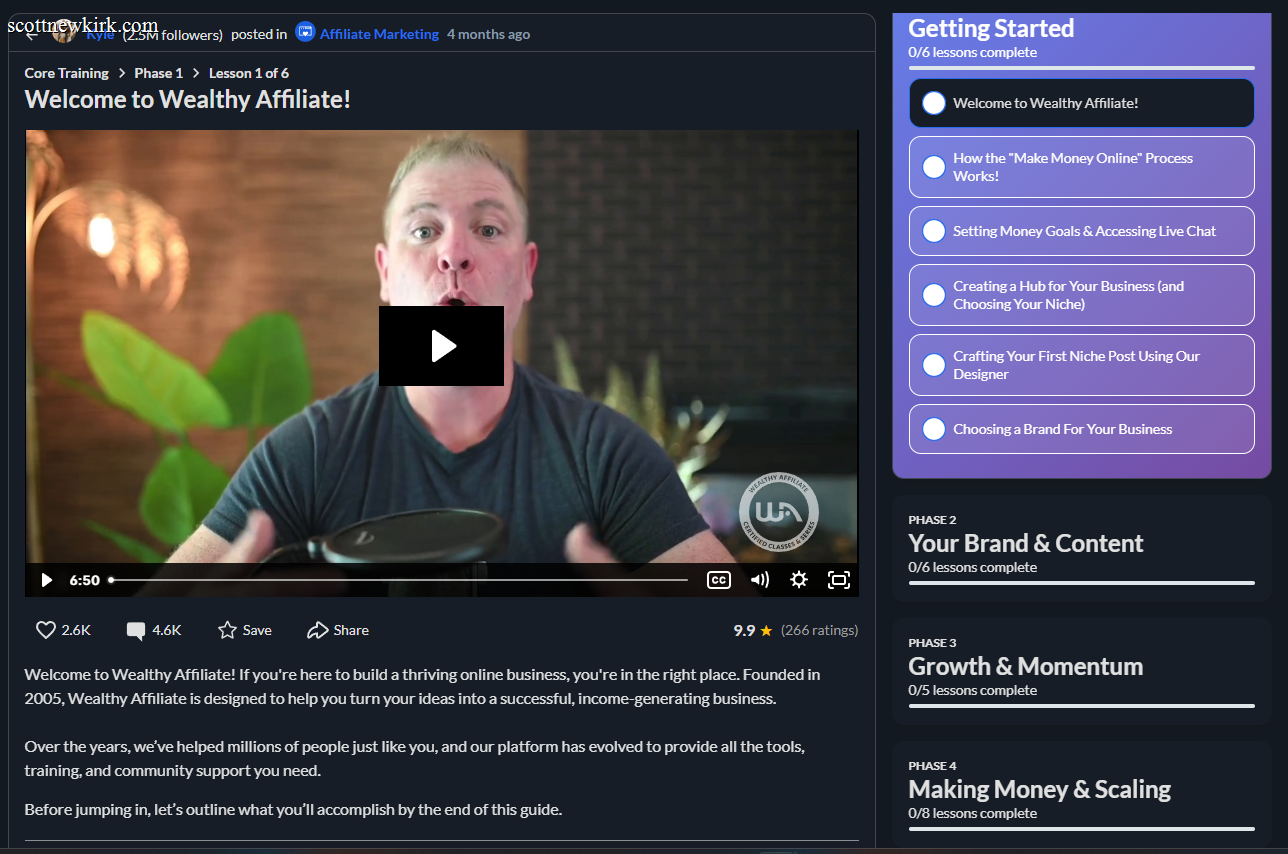 Wealthy Affiliate Training 2026 - core training phases
